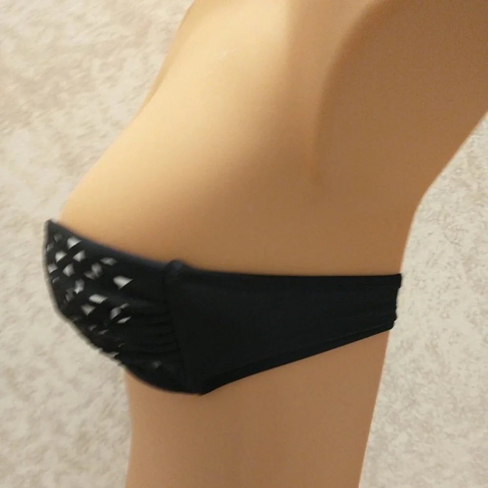 Cape Juby Black and White Laser Cut Bikini Top